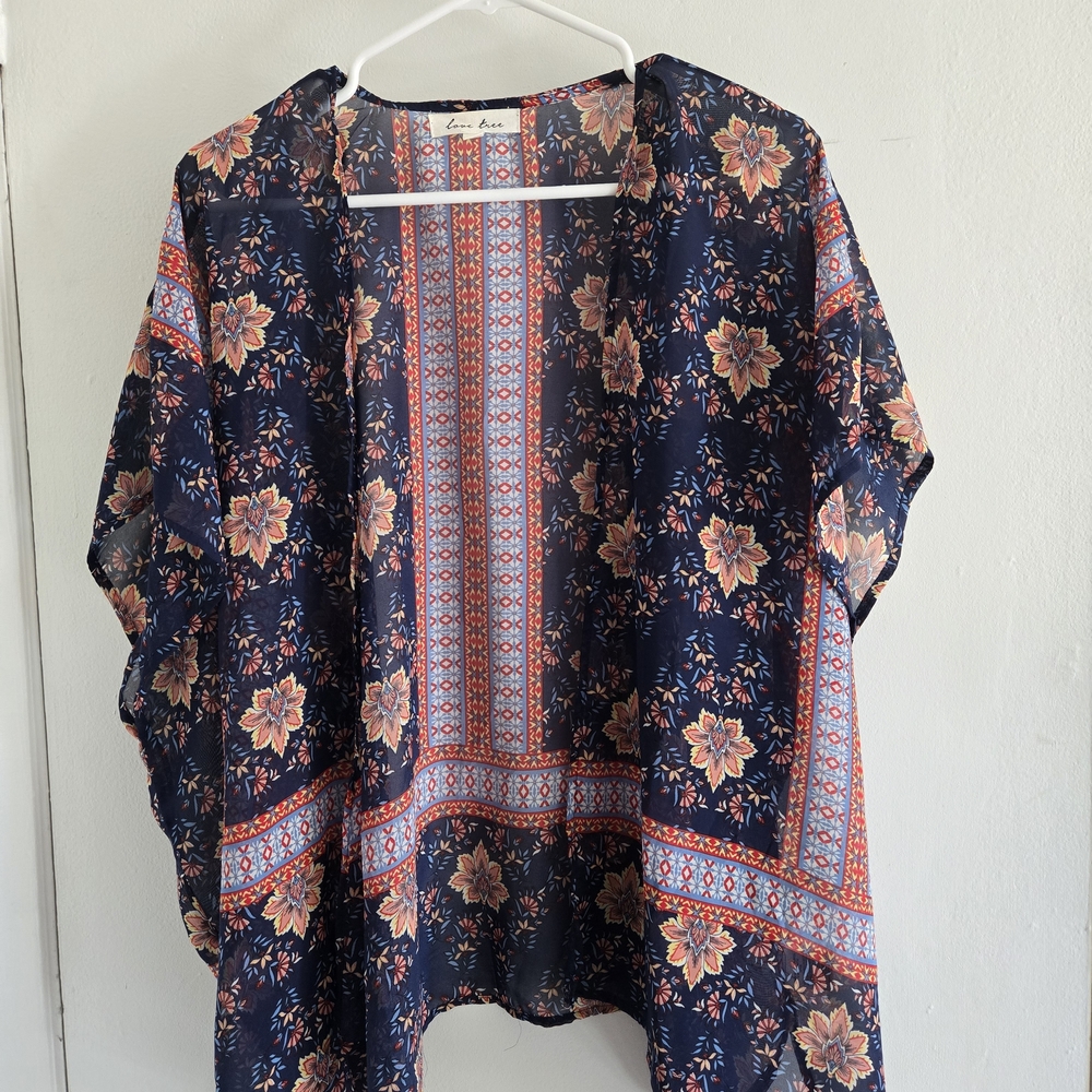 Love Tree Colorful Geometric Kimono